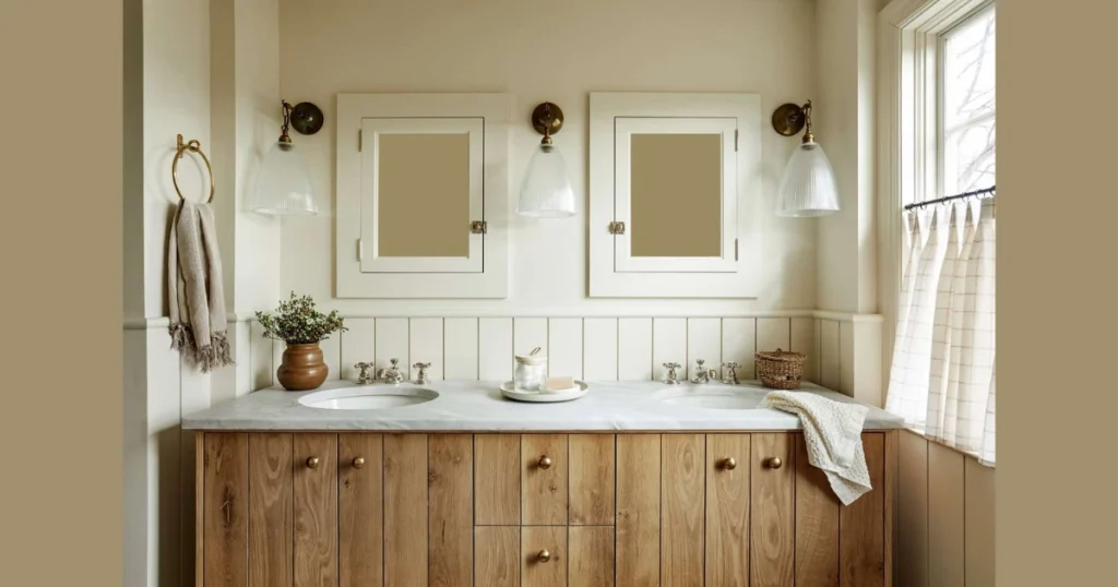 Vertical Shiplap Accent Wall for a Fresh Bathroom Style
