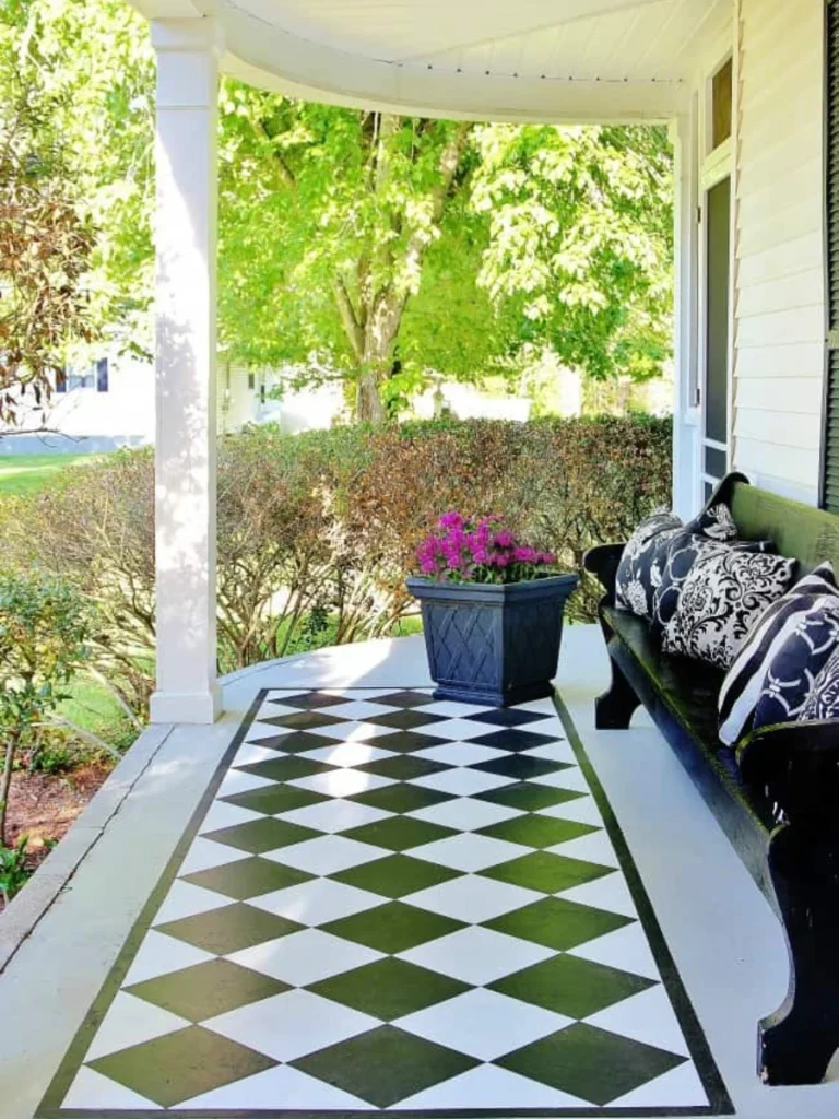 Painted Faux Rug Porch Floors