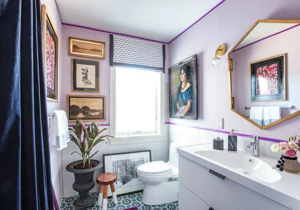 Pale Lavender Bathroom Wall Color for Soft Unique Look