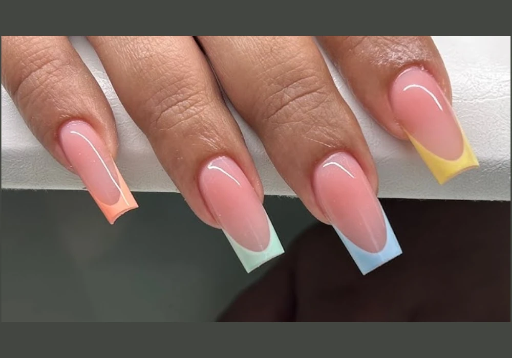 Pastel French Tip Long Nails