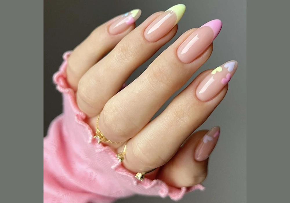 Pastel French Tip Summer Acrylic Nails