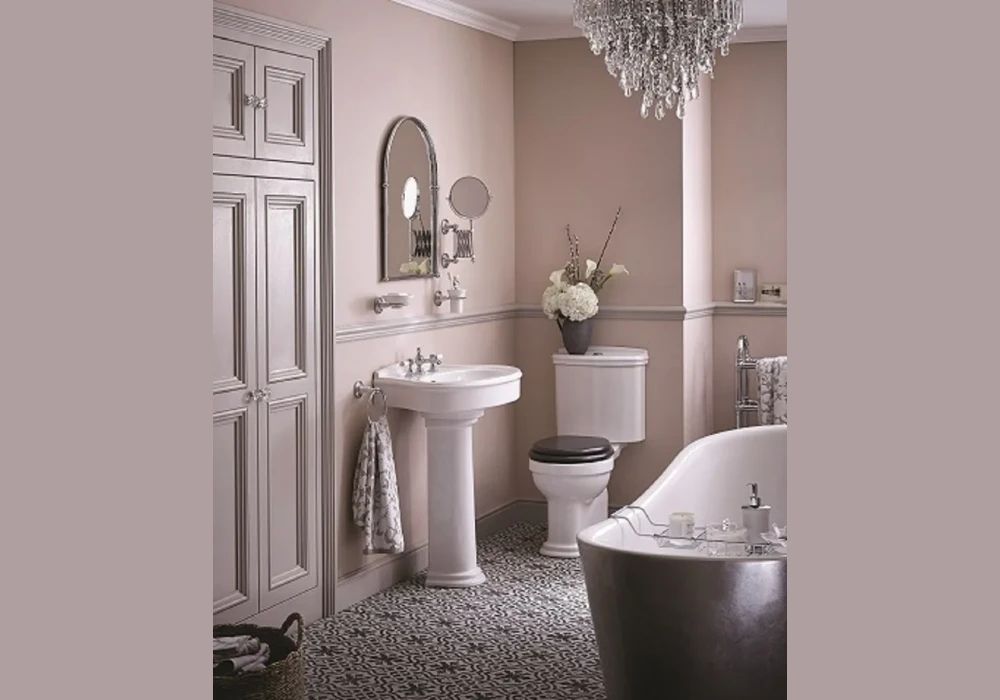 Pastel Pink and White for Soft Bathroom Design 