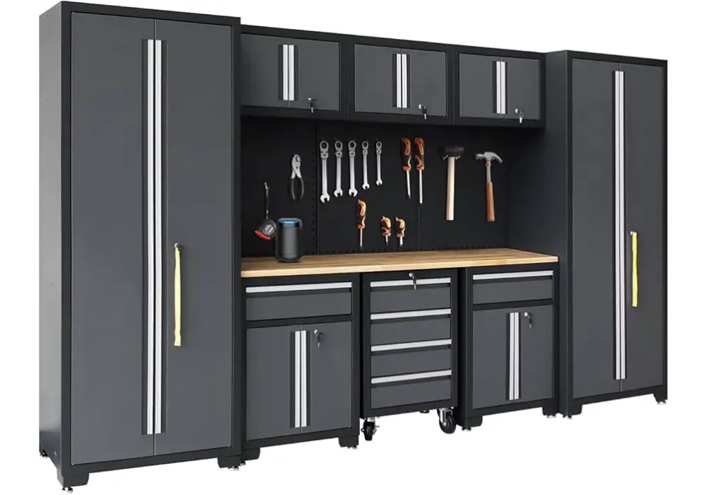 Pegboard with Cabinets Combination