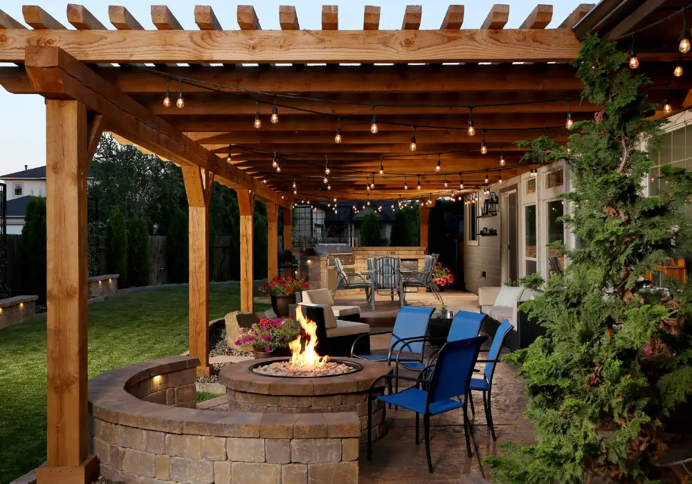 Pergola-Covered Garage Patio