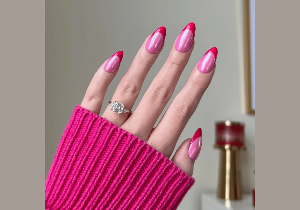 Pink Chrome Summer Acrylic Nails