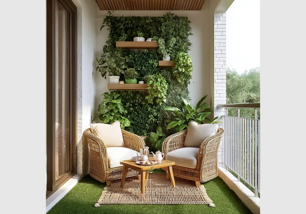 Planter Integrated Seating for Green Balcony Style