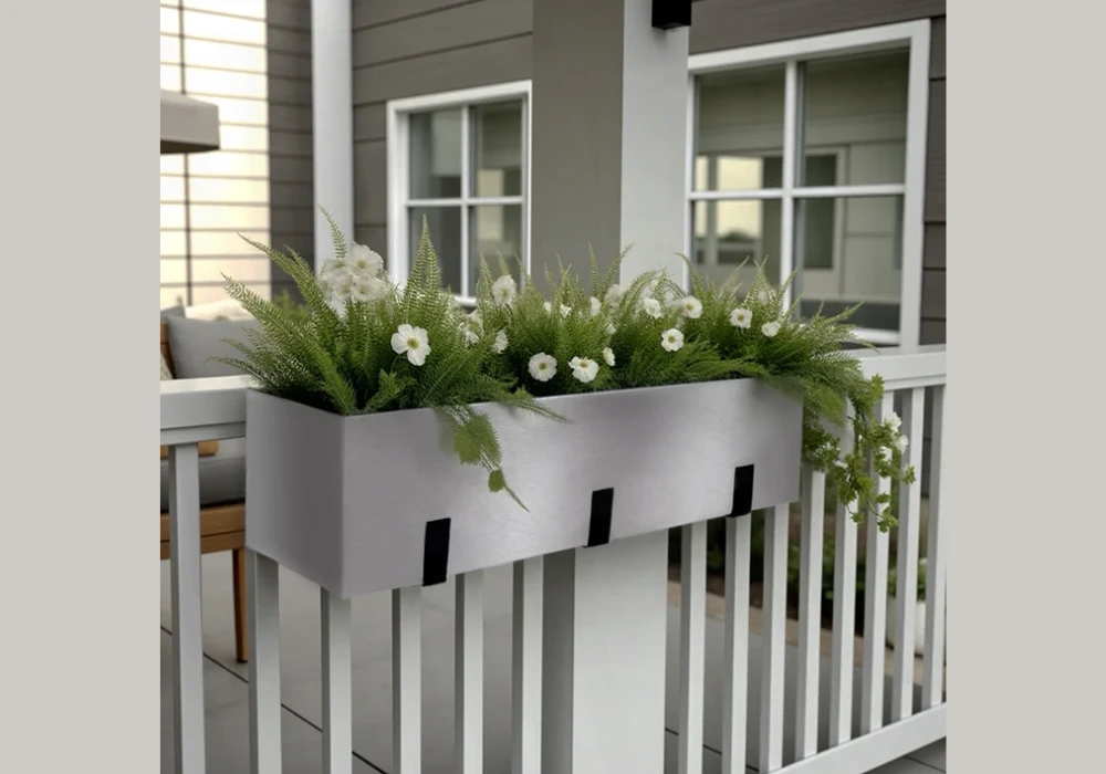 Railing-Mounted Balcony Plant Boxes for Space-Saving Setup