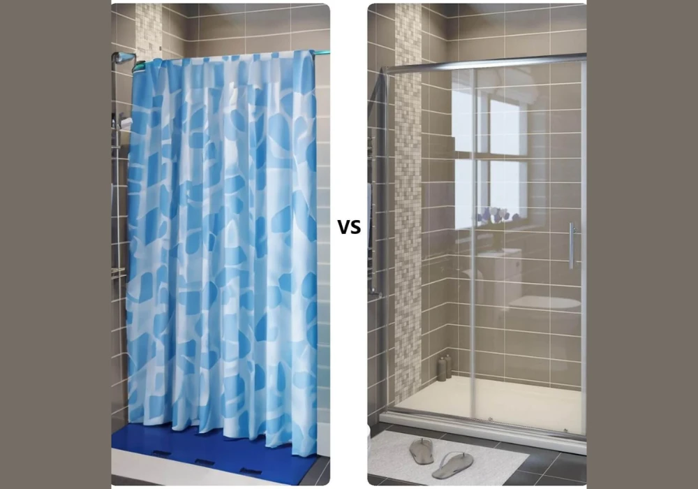 Replace Shower Curtain with Glass Panel Makeover