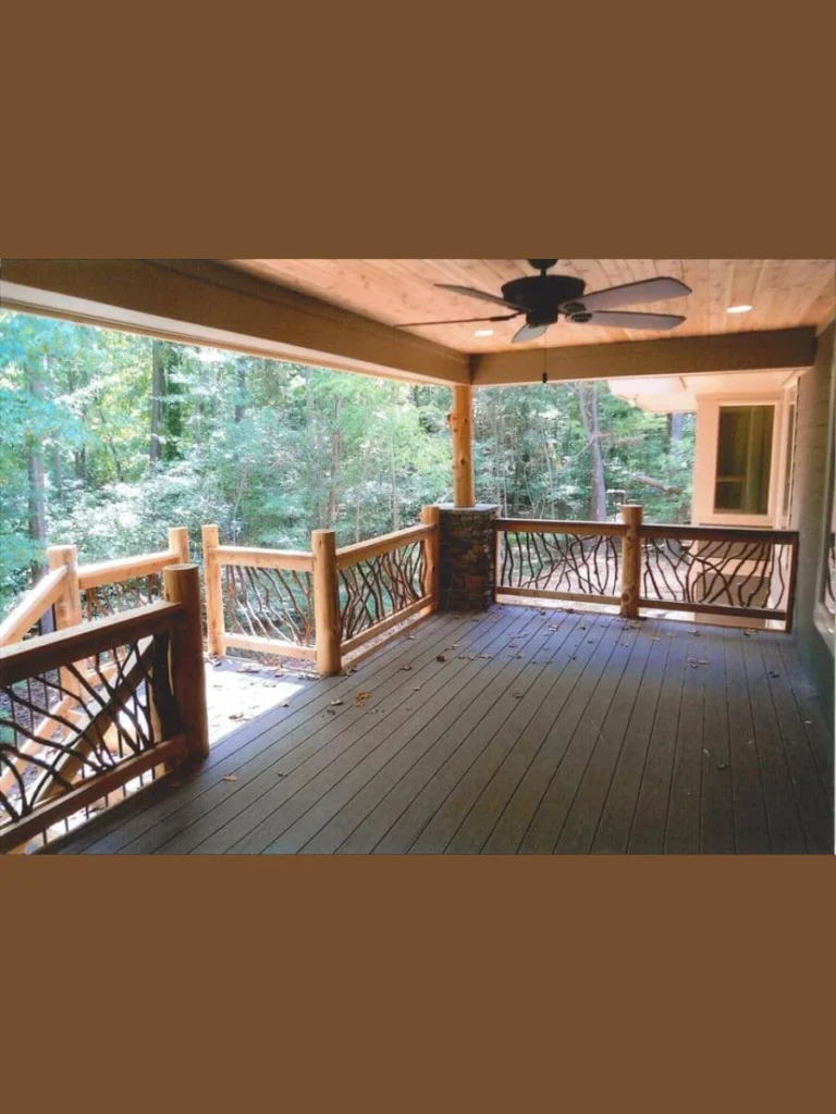Rustic Cedar Branch Railing Designs
