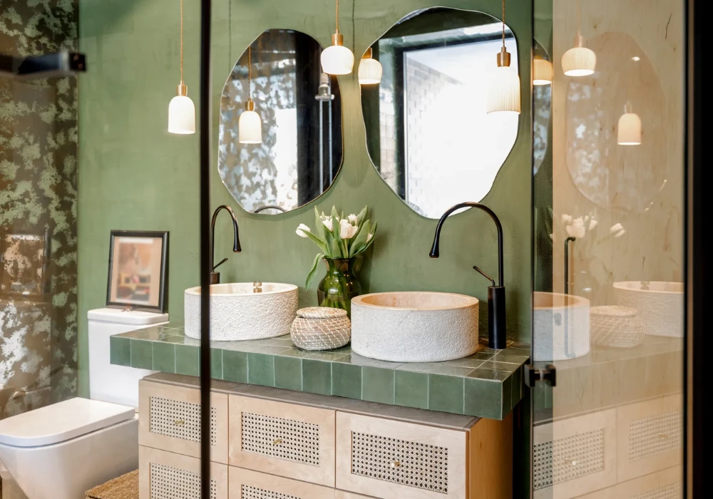 Sage Green and Gold Bathroom Finish