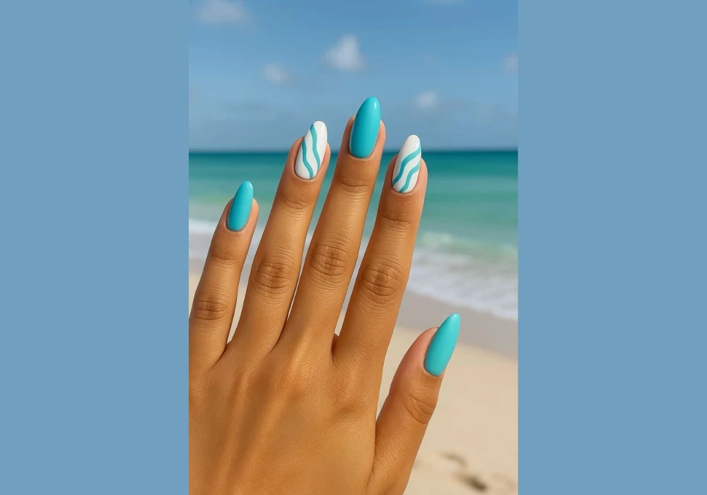 Sky Turquoise Nail Color for Beach-Inspired Look