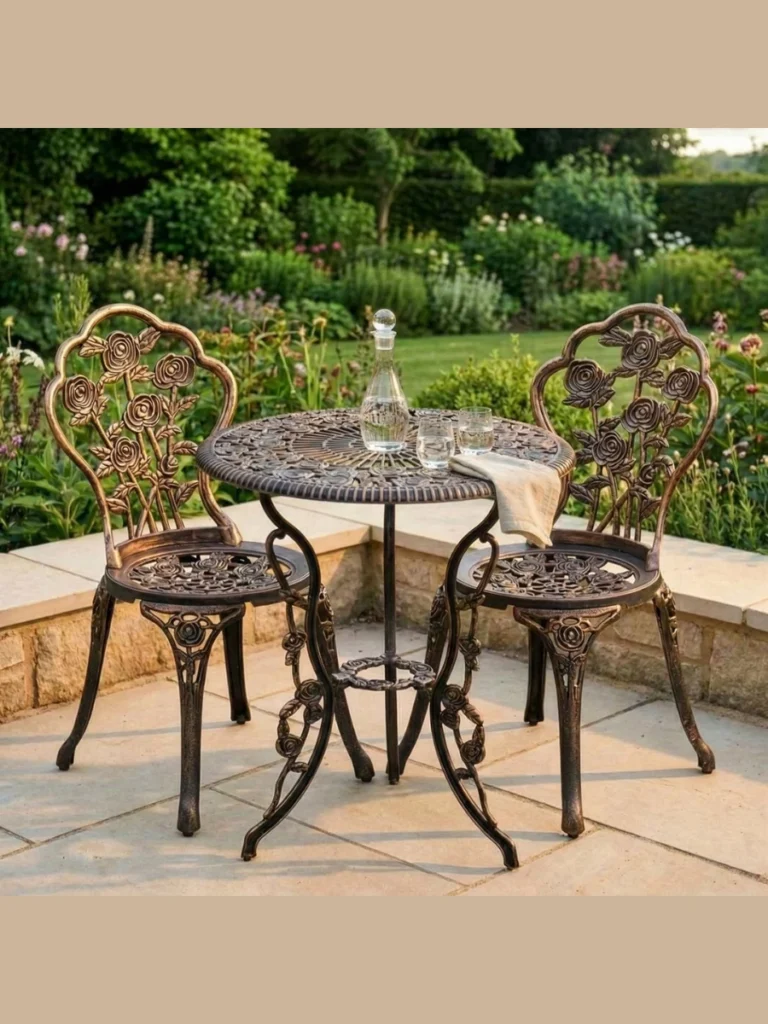 Sleek Metal Bistro Sets for Small Front Porches