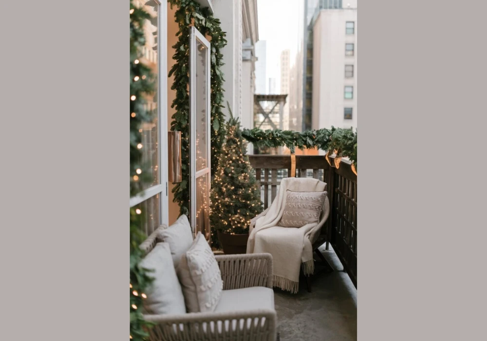 Small Christmas Tree Balcony Corner Setup