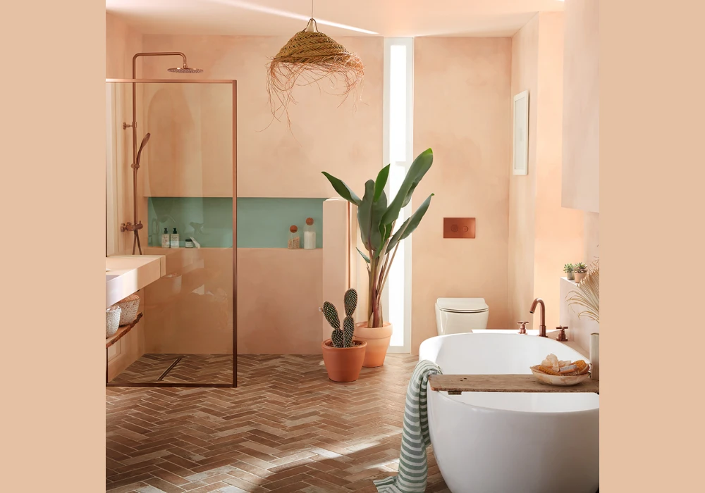 Soft Peach Bathroom Wall Color for Warm Touch