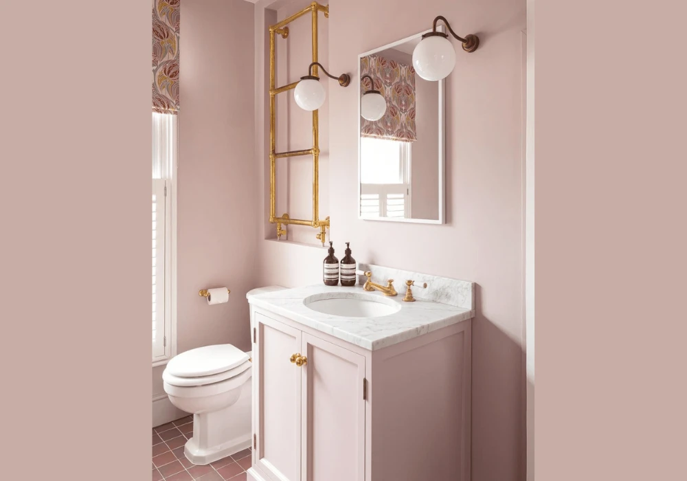 Soft Pink Small Bathroom Ideas for Space Saving Design