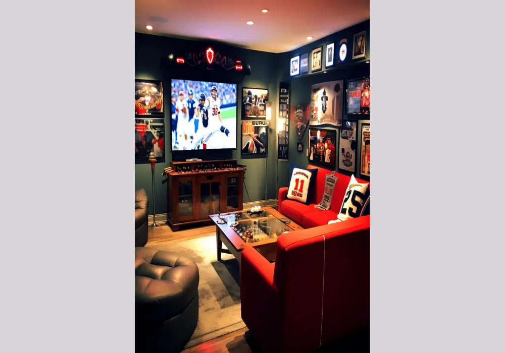 Sports-Themed Garage Man Cave