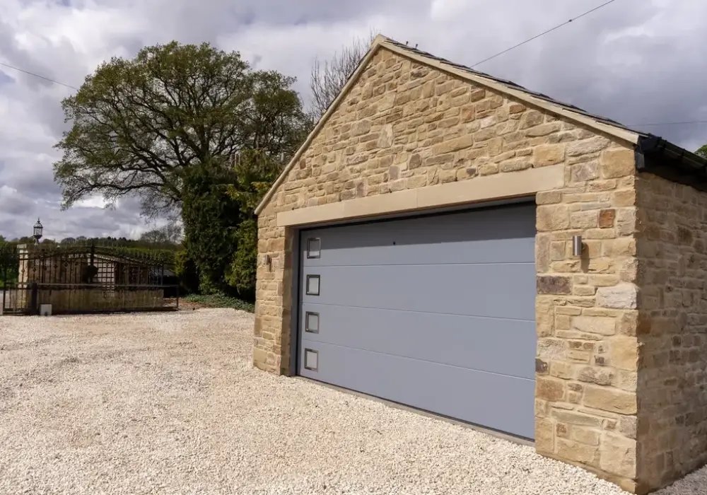 Stone Veneer Garage Facade