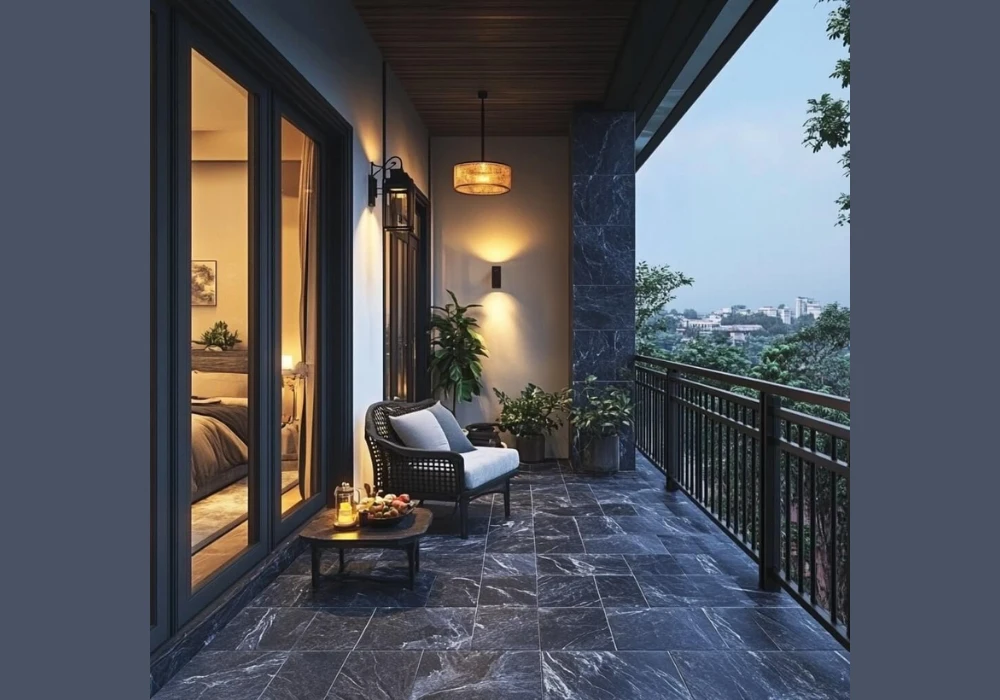Stone flooring balcony patio ideas