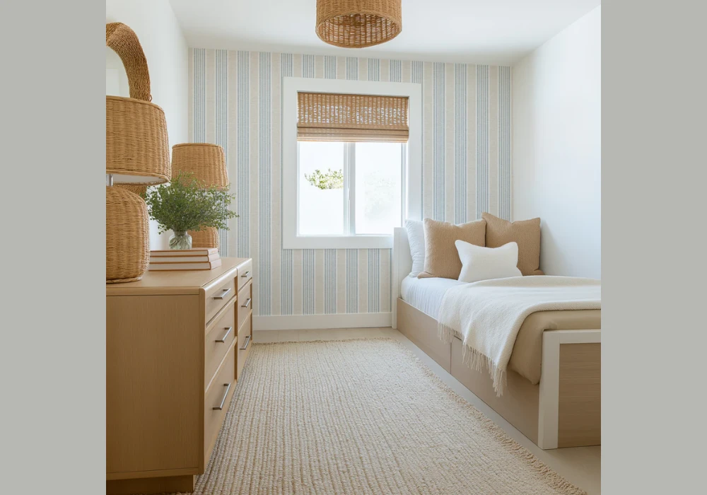 Striped Summer Wallpaper Designs for Bedroom Simplicity