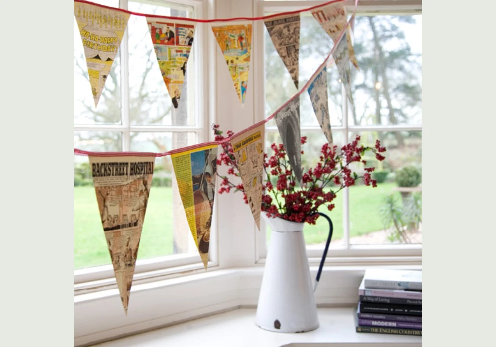 Summer Fabric Bunting Banner for Wall and Room Decor