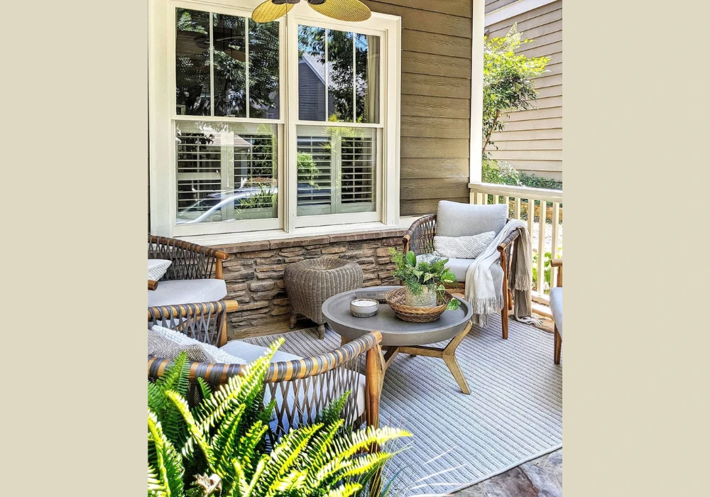 Summer Porch Ideas with Small Coffee or Tea Corner Setup