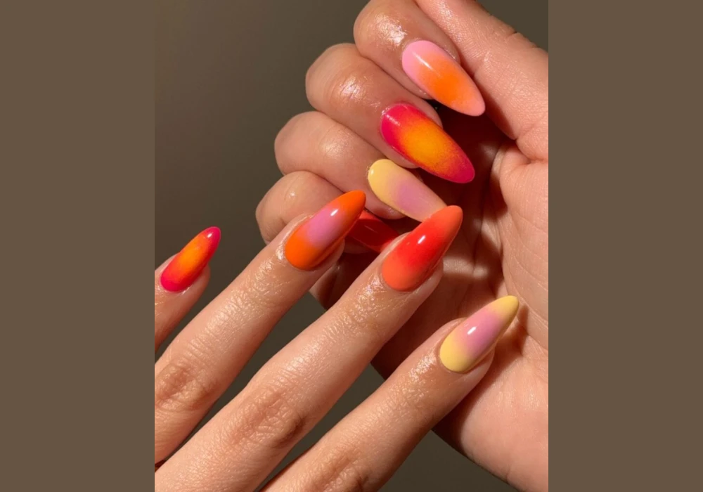 Sunset Ombre Acrylic Nails