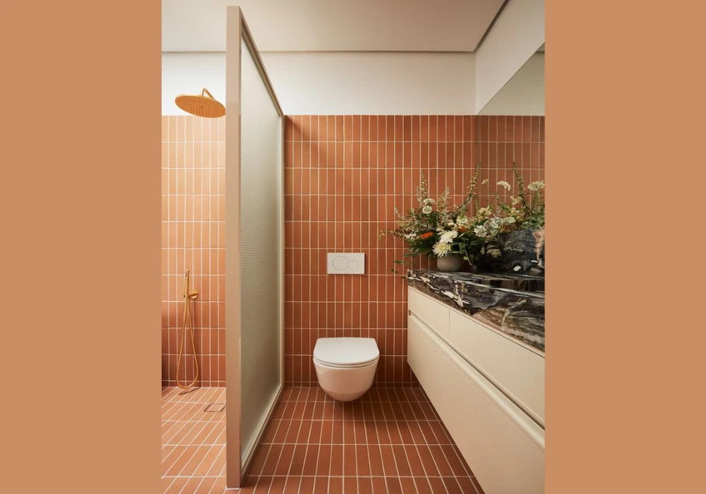 Terracotta Bathroom Wall Color for Earthy Style