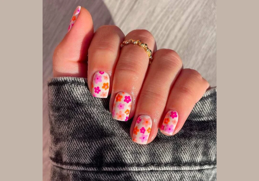 Tiny Floral Nail Design