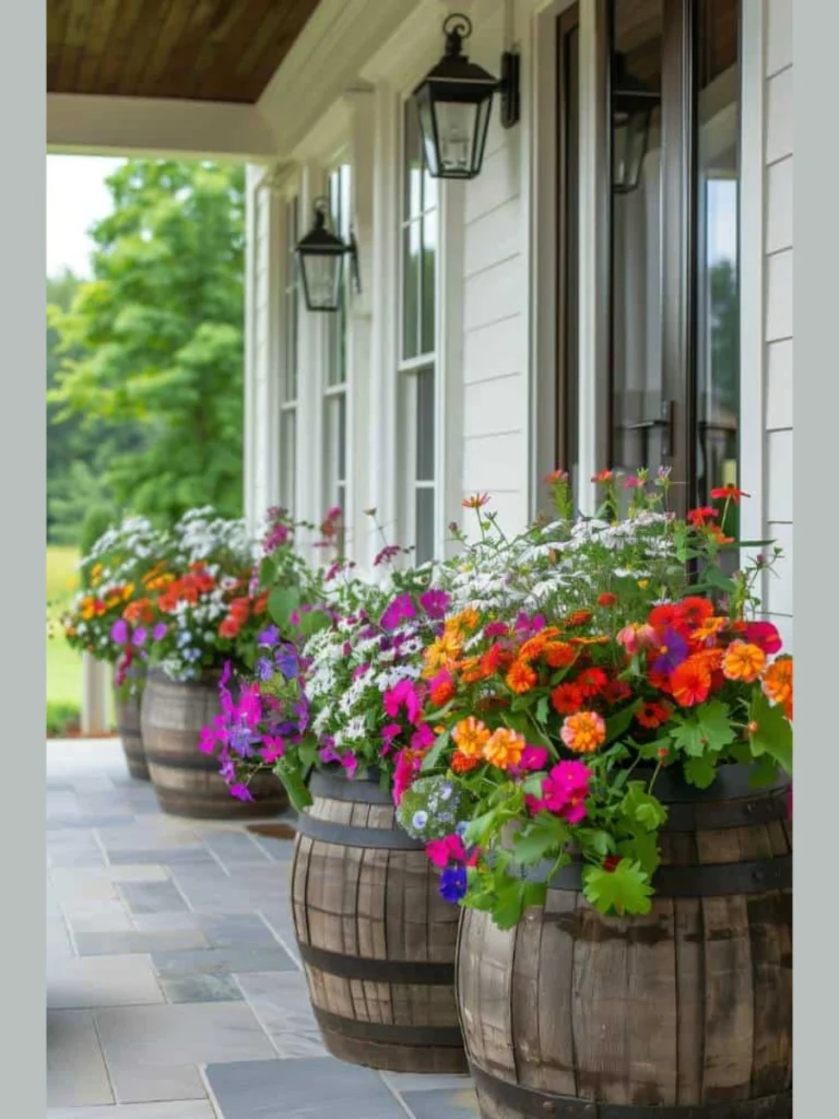 Traditional Large Wooden Barrel Planters
