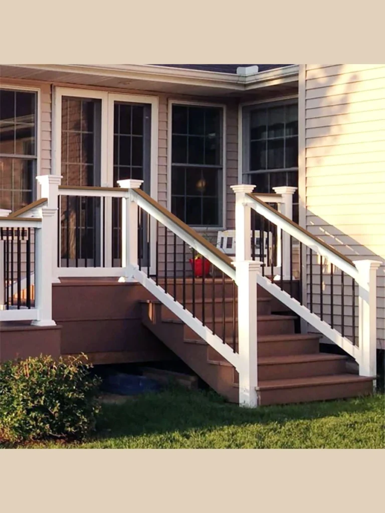 Traditional White Vinyl Porch Stair Railing Ideas