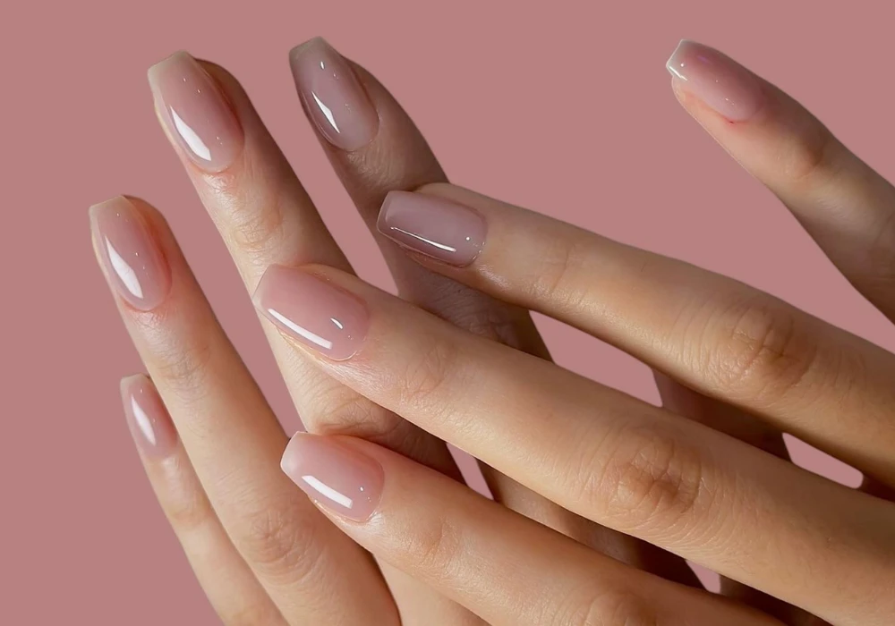 Transparent Base Nail Art for Minimal Summer Look