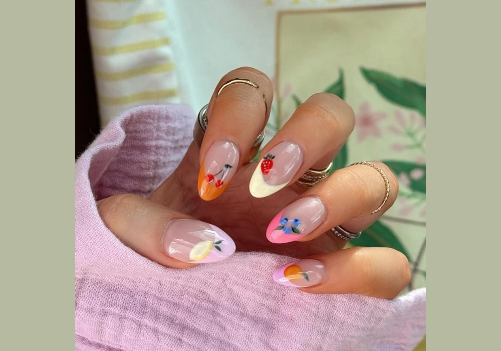 Tropical Fruit Summer Vacation Nail Ideas for Fun and Bright Looks