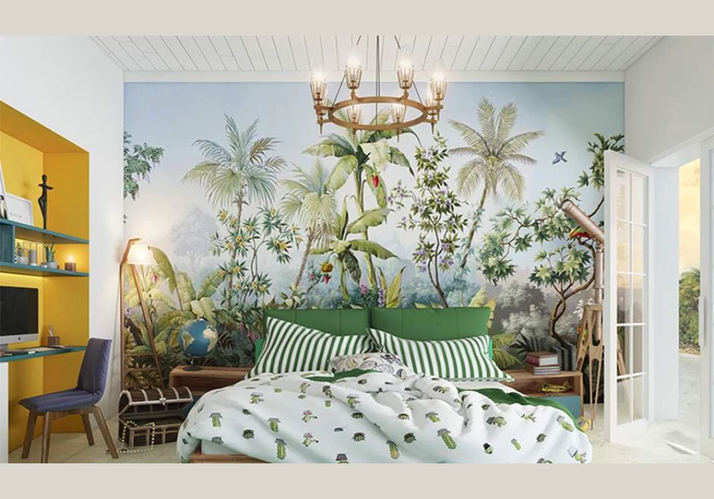 Tropical Leaf Wallpaper for Summer Bedroom Vibe