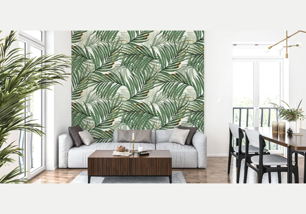 Tropical Palm Leaf Wallpaper for a Fresh Green Look