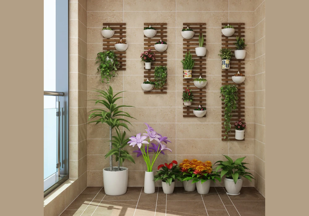Vertical Wall-Mounted Balcony Flower Pot Ideas