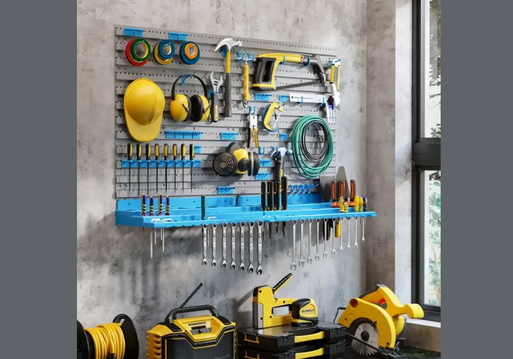 Wall-Mounted Pegboard Shelving