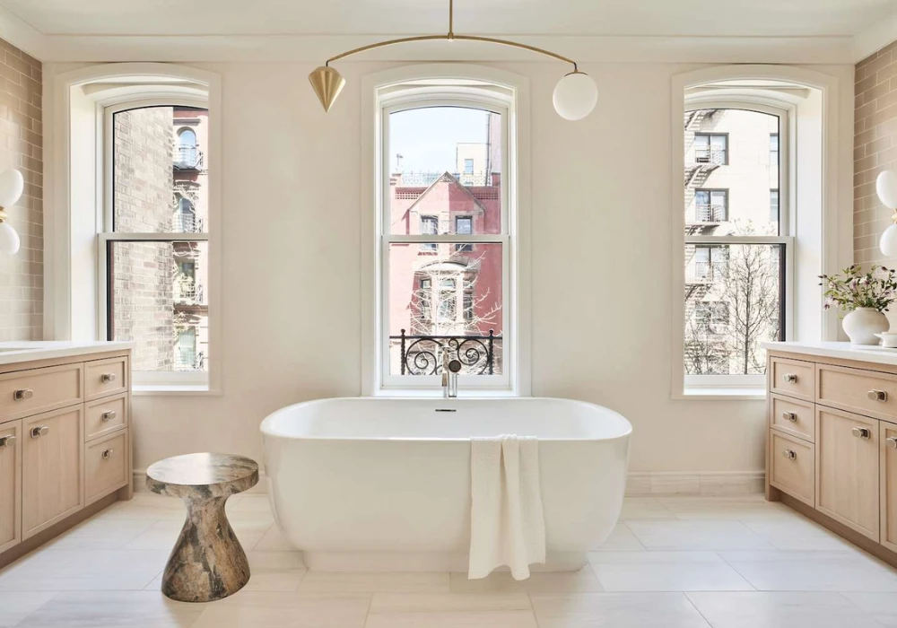 Warm Beige Walls with White Fixtures