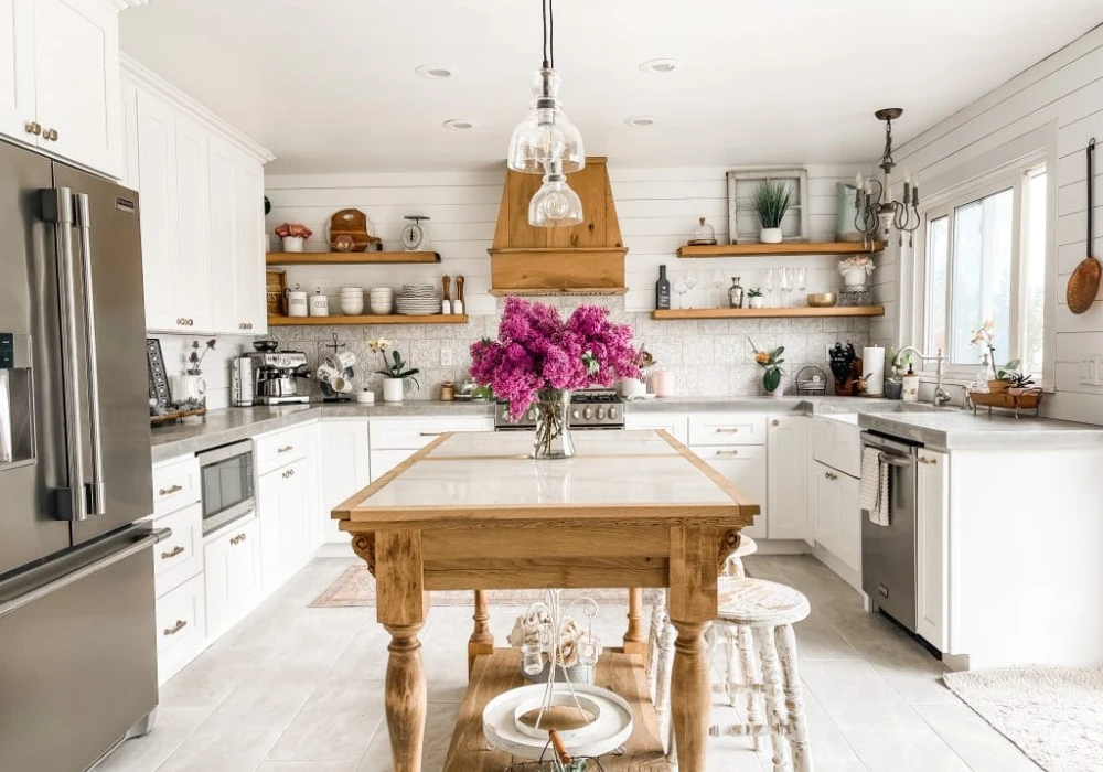 White Kitchen with Open Shelving for an Airy Feel