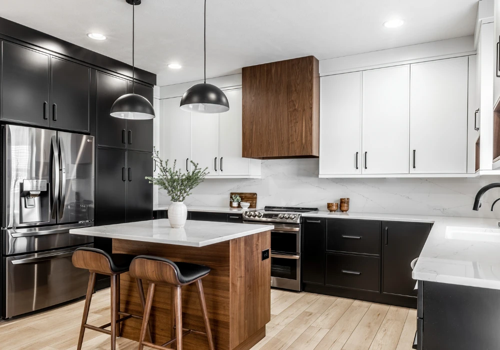 White and Black Kitchen for Strong Contrast