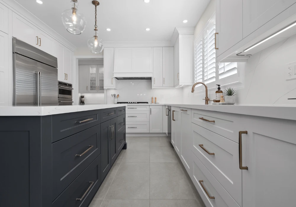 White and Grey Kitchen for a Soft Modern Look
