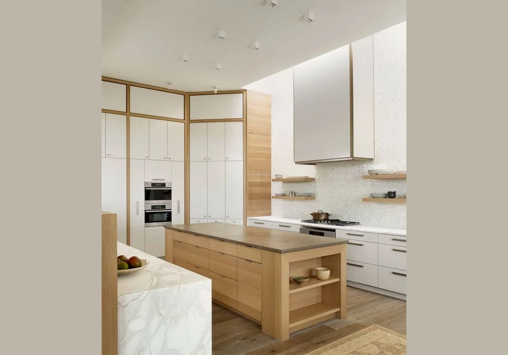 White and Wood Combination Kitchen