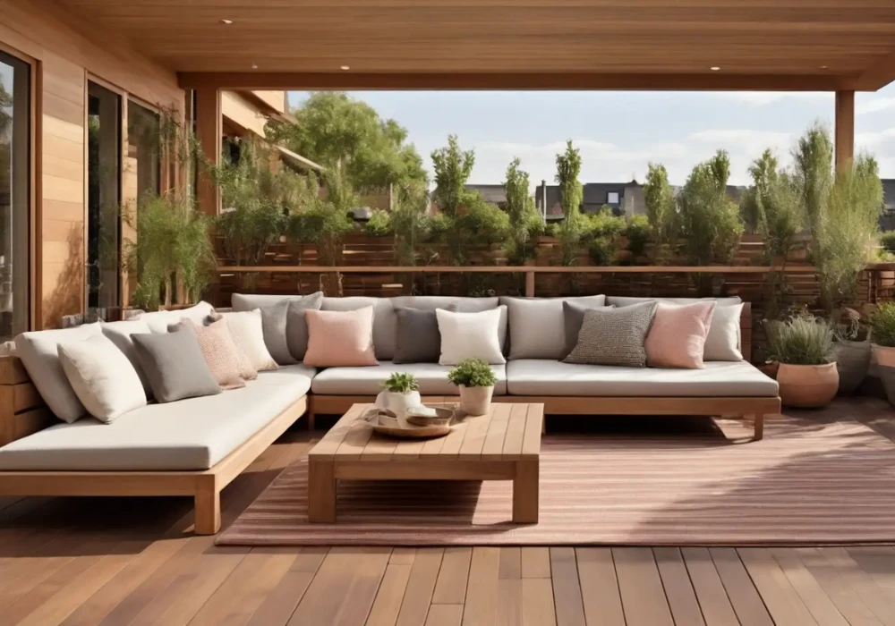 Wooden Deck Style Balcony Rug Ideas for Warm Ambiance