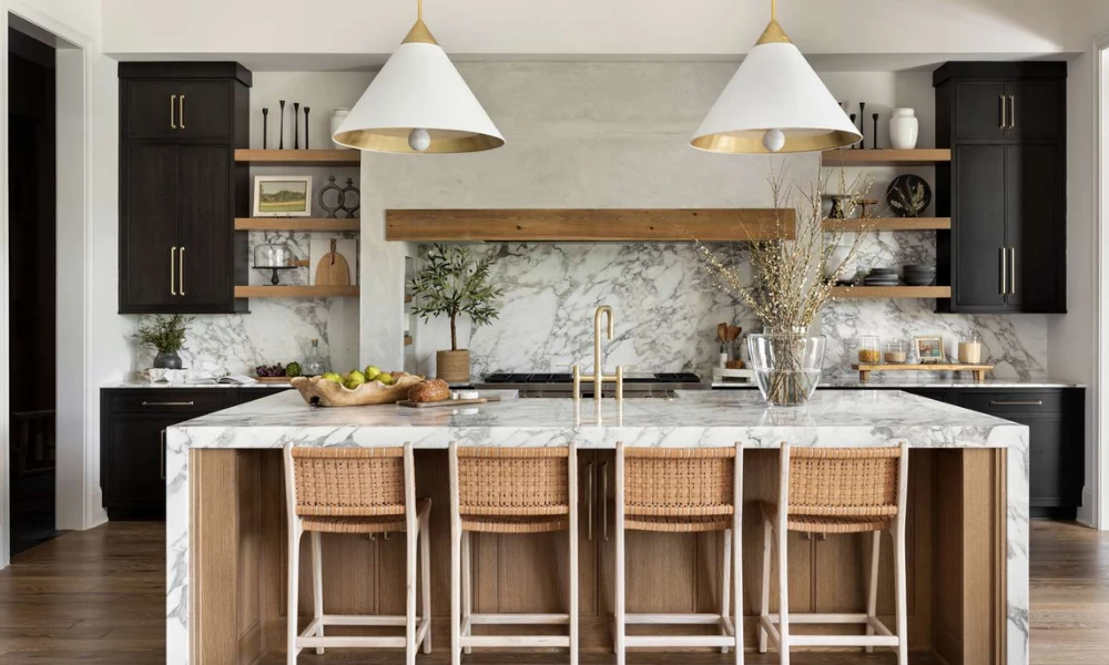 Modern Kitchen Bar With Waterfall Edge