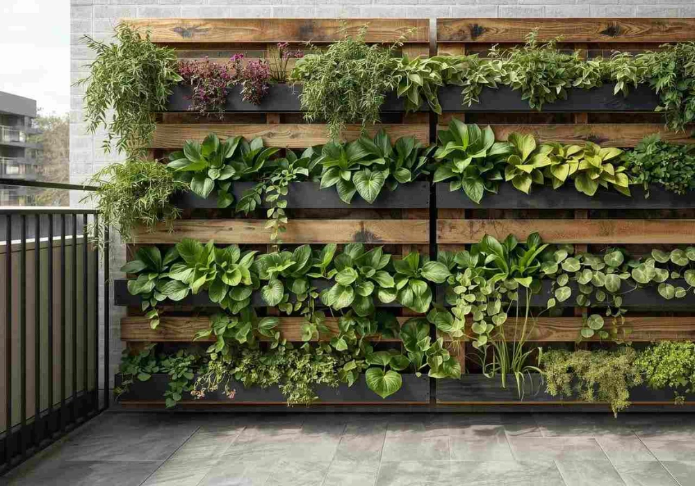Wooden Pallet Balcony Plant Wall