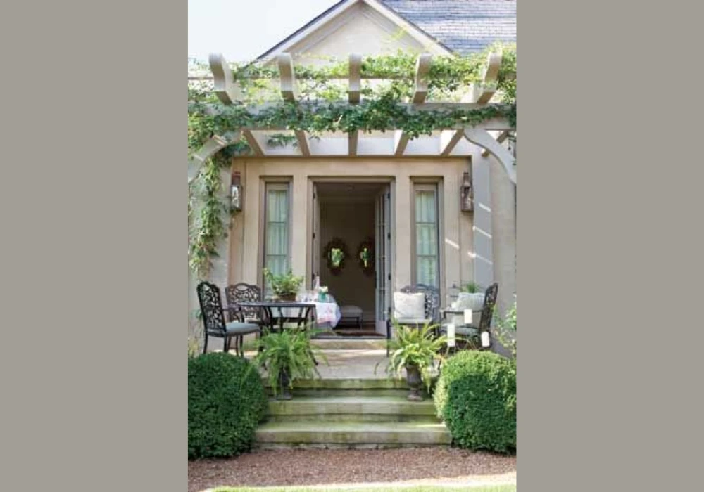 Wooden Trellis Around the Front Door