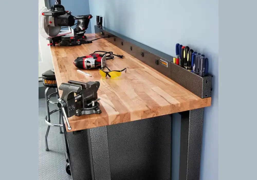 Workbench with Built-In Power Strips