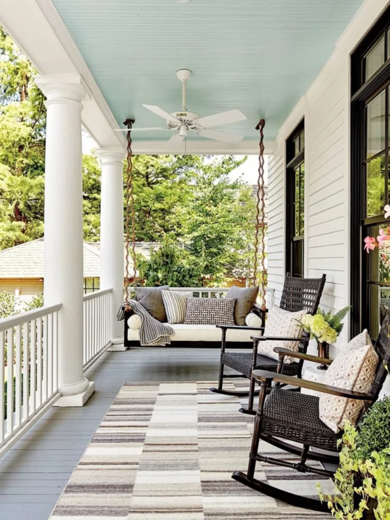 Wraparound Porch with Swinging Daybeds
