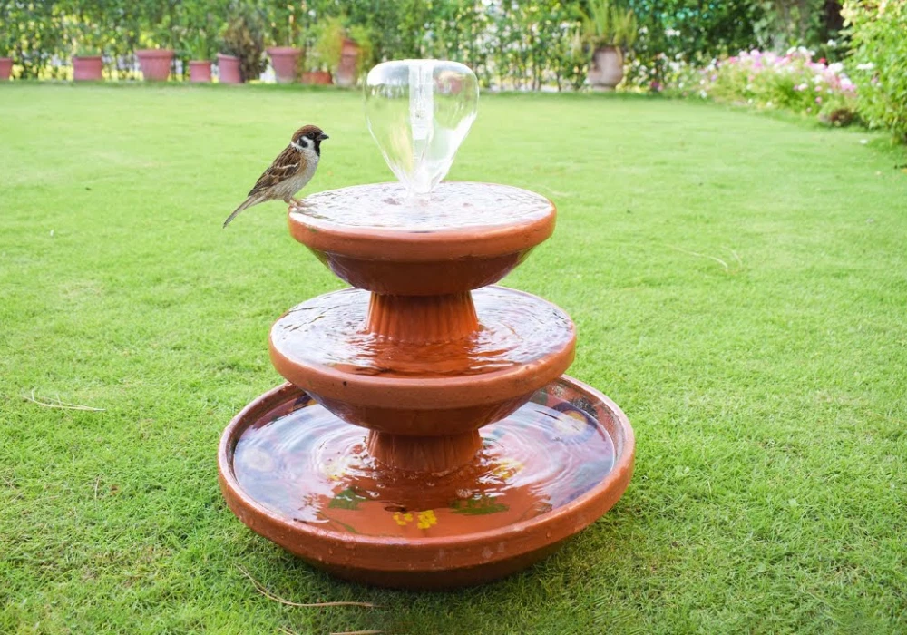 garden fountain bird bath idea