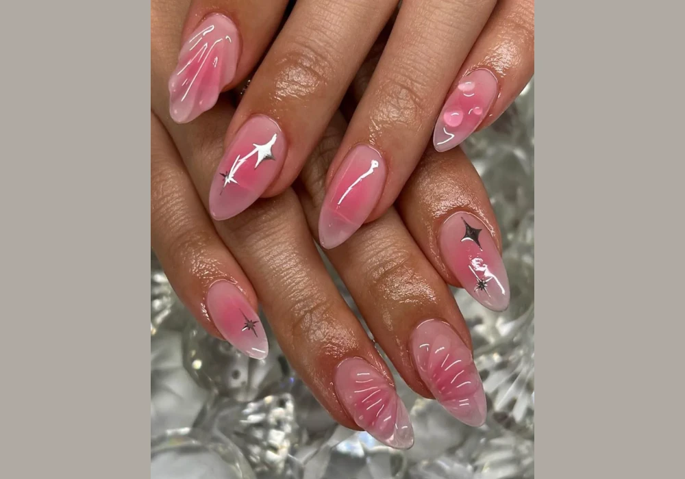jelly nails trend for glossy transparent looks