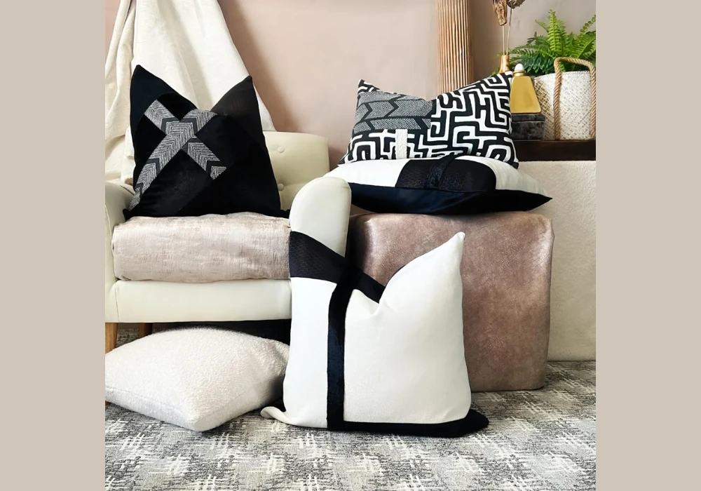 monochrome black and white throw pillow cover ideas for timeless style
